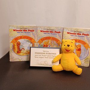 Vintage Winnie the Pooh small, Three children's books, plaque